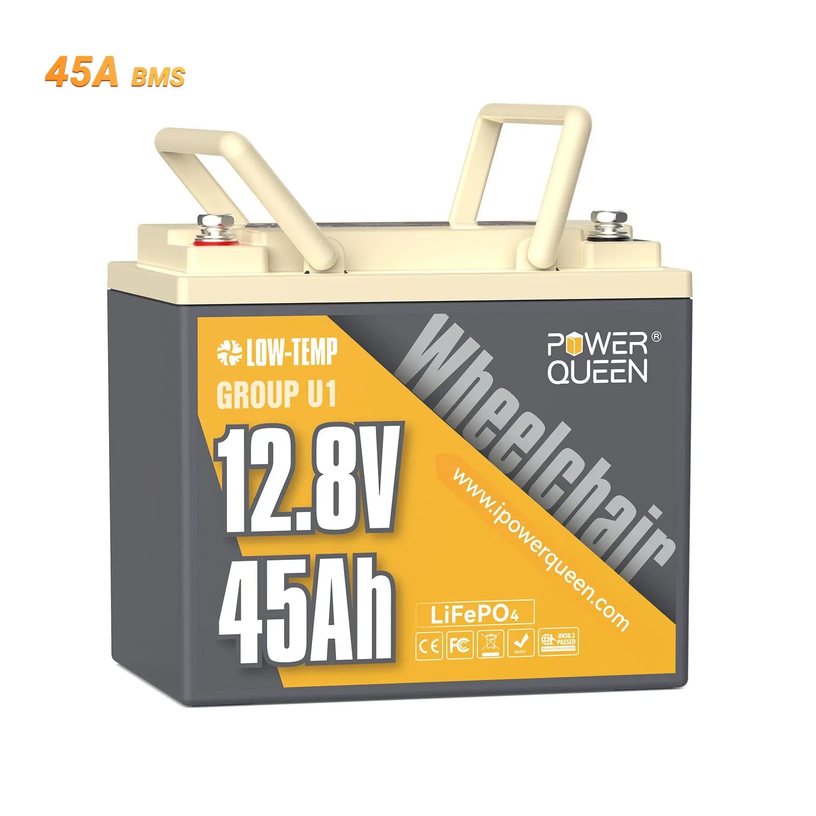 Power Queen 12V 65Ah LiFePO4 Battery - Group 22NF, 832Wh, For RV, Marine, Wheelchair