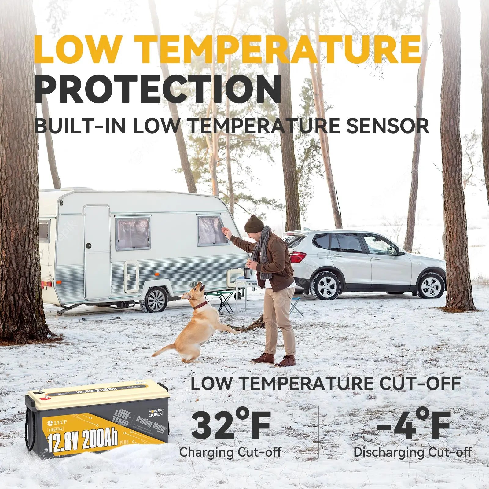 power queen lithium battery with low temperature protection