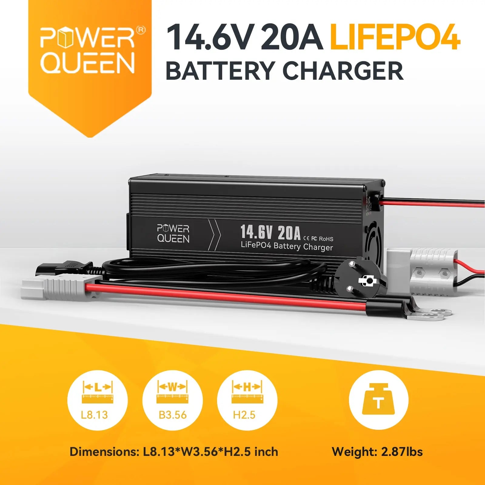 Power Queen 14.6V 20A LiFePO4 Battery Charger