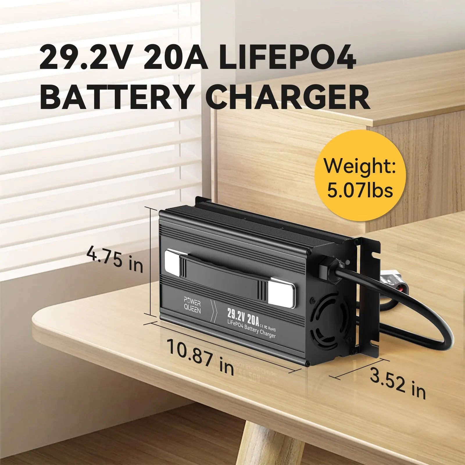 Power Queen 29.2V 20Amp Lithium LiFePO4 Battery Charger Power Queen