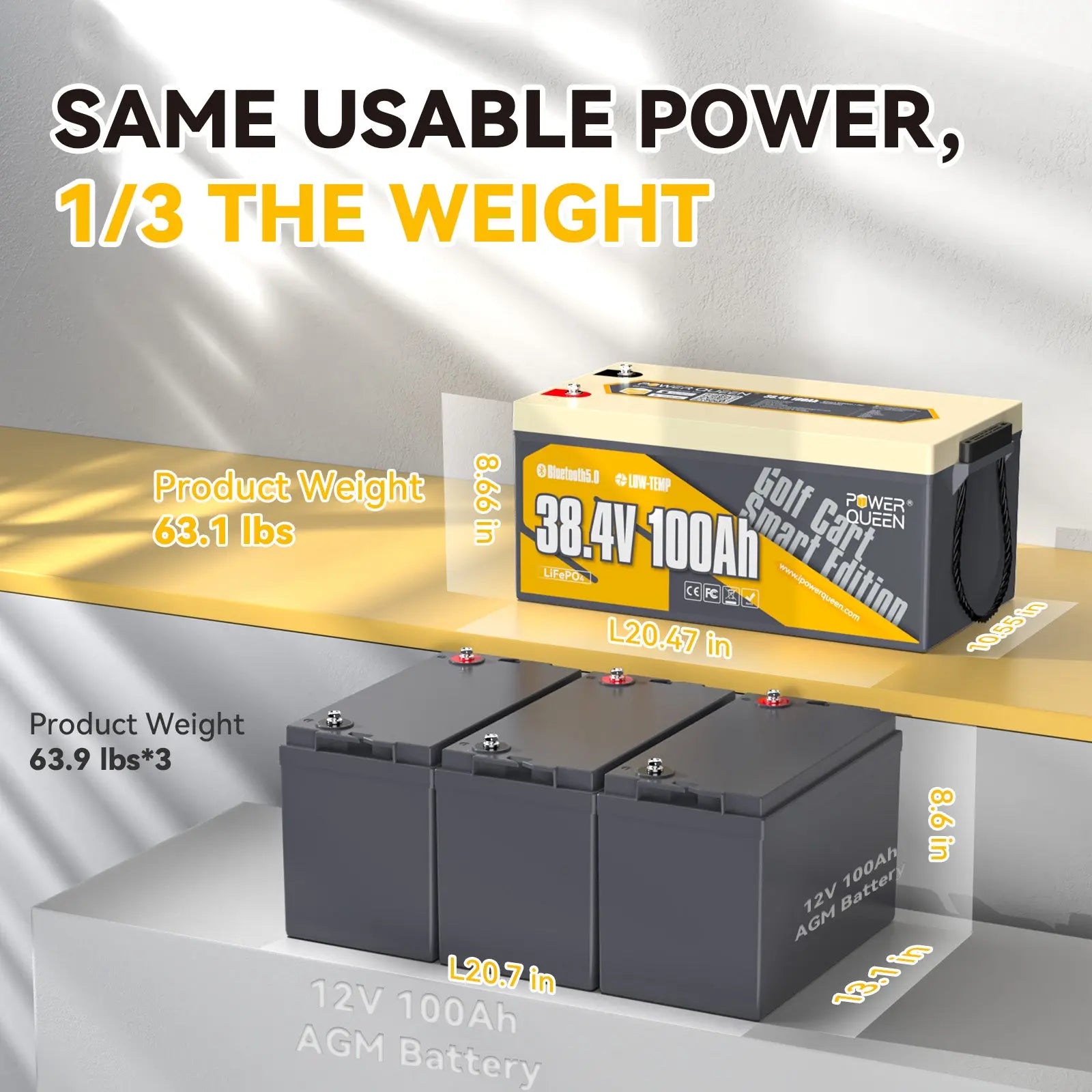 the weight of Power Queen 36V 100Ah Deep Cycle Lithium Battery