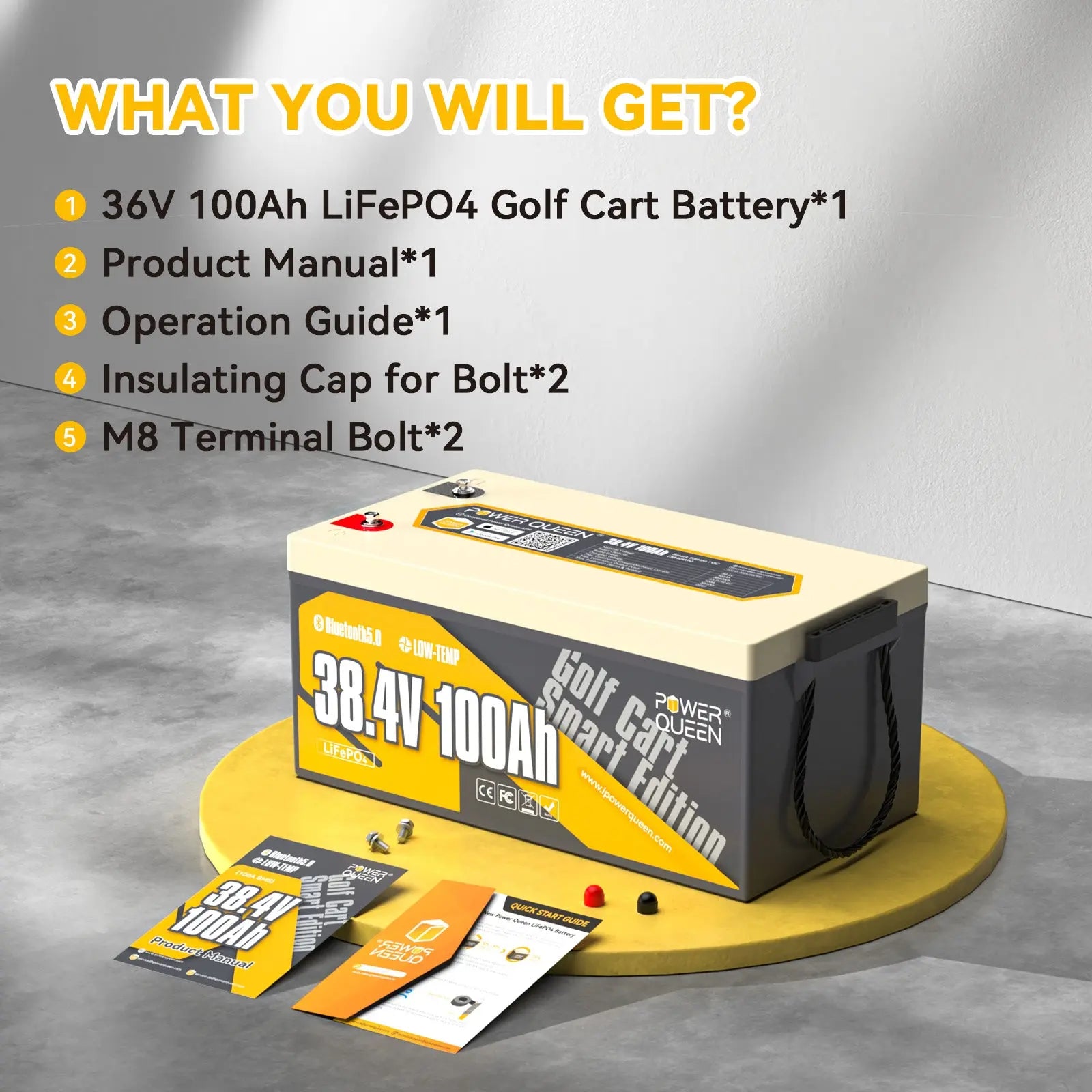 the packages of Power Queen 36V 100Ah Deep Cycle Lithium Battery