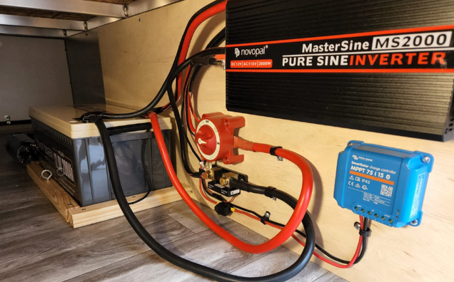 Power Queen lithium battery with wiring and pure sine inverter 