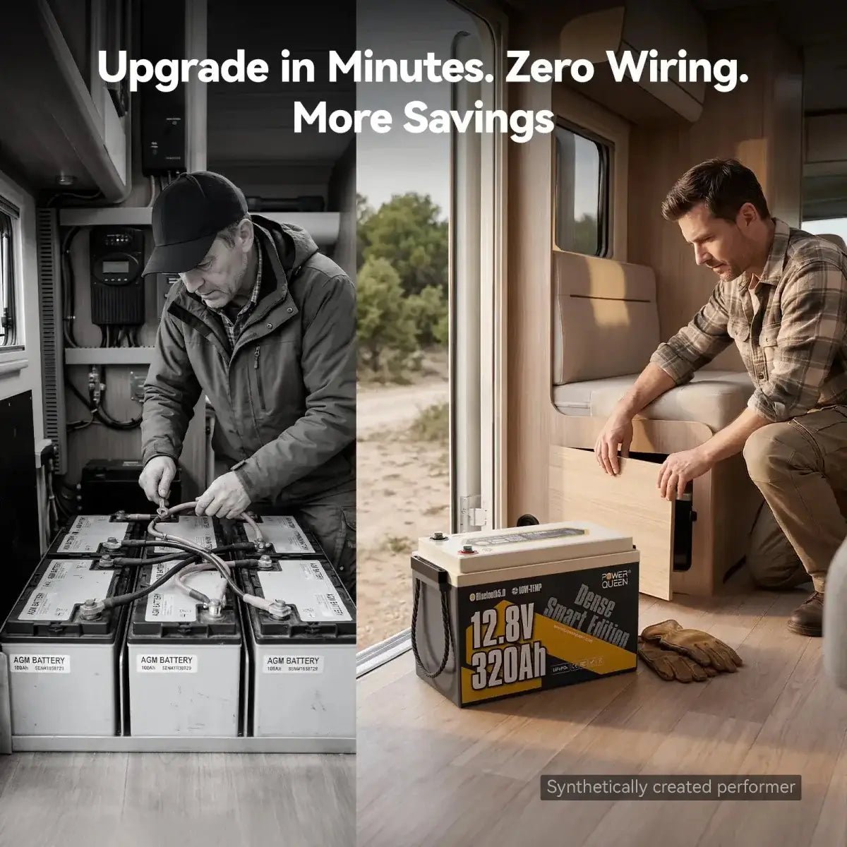 Power Queen 12V 320Ah Bluetooth LiFePO4 Battery | Compact High Capacity Ready for RV, Boondocking, Week-Long Trips