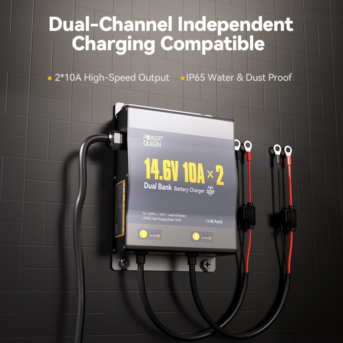 Power Queen 2-Bank 10A (10A/Bank) Dual Smart Battery Charger-Main Image-1