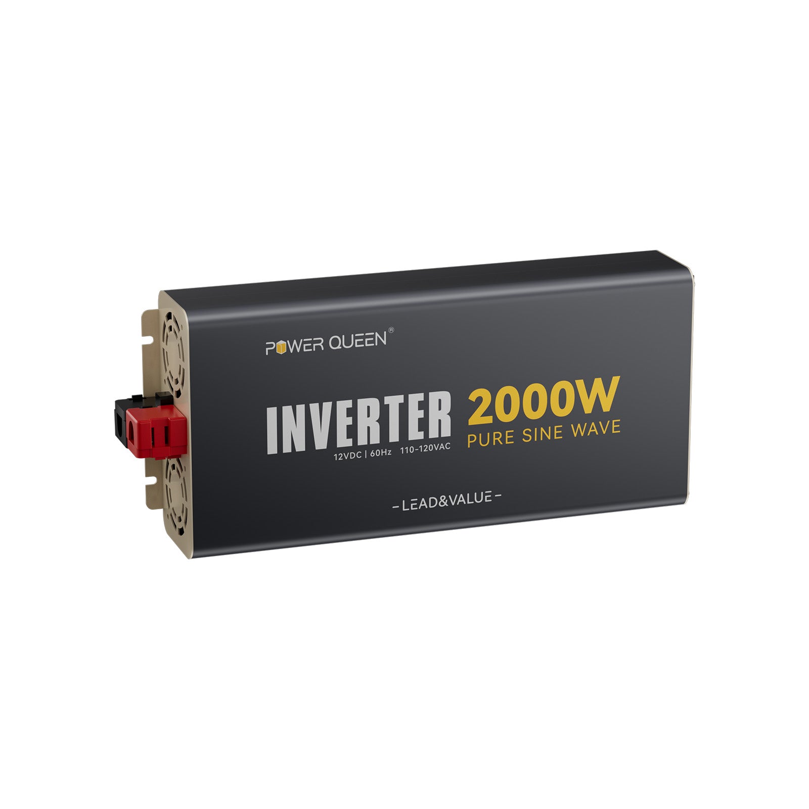 Power Queen 2000W Inverter 12V DC to 110V-120V AC Converter with 2 AC Outlets