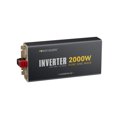 Power Queen 2000W Inverter 12V DC to 110V-120V AC Converter with 2 AC Outlets