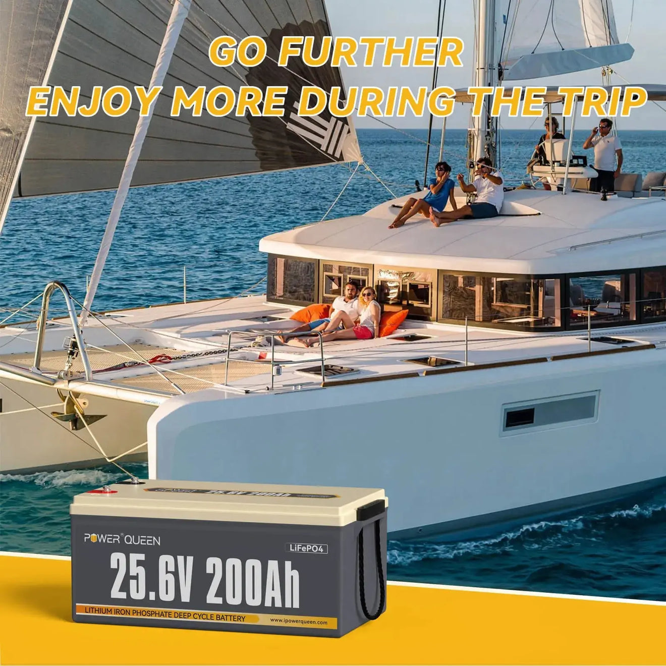 【Used-Very-Good】 Power Queen 25.6V 200Ah LiFePO4 Battery, Built-in 200A BMS, Match BCI Group 8D Battery Box Power Queen