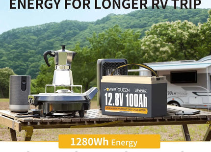 Power Queen 12.8V 100Ah LiFePO4 Battery, Built-in 100A BMS Power Queen