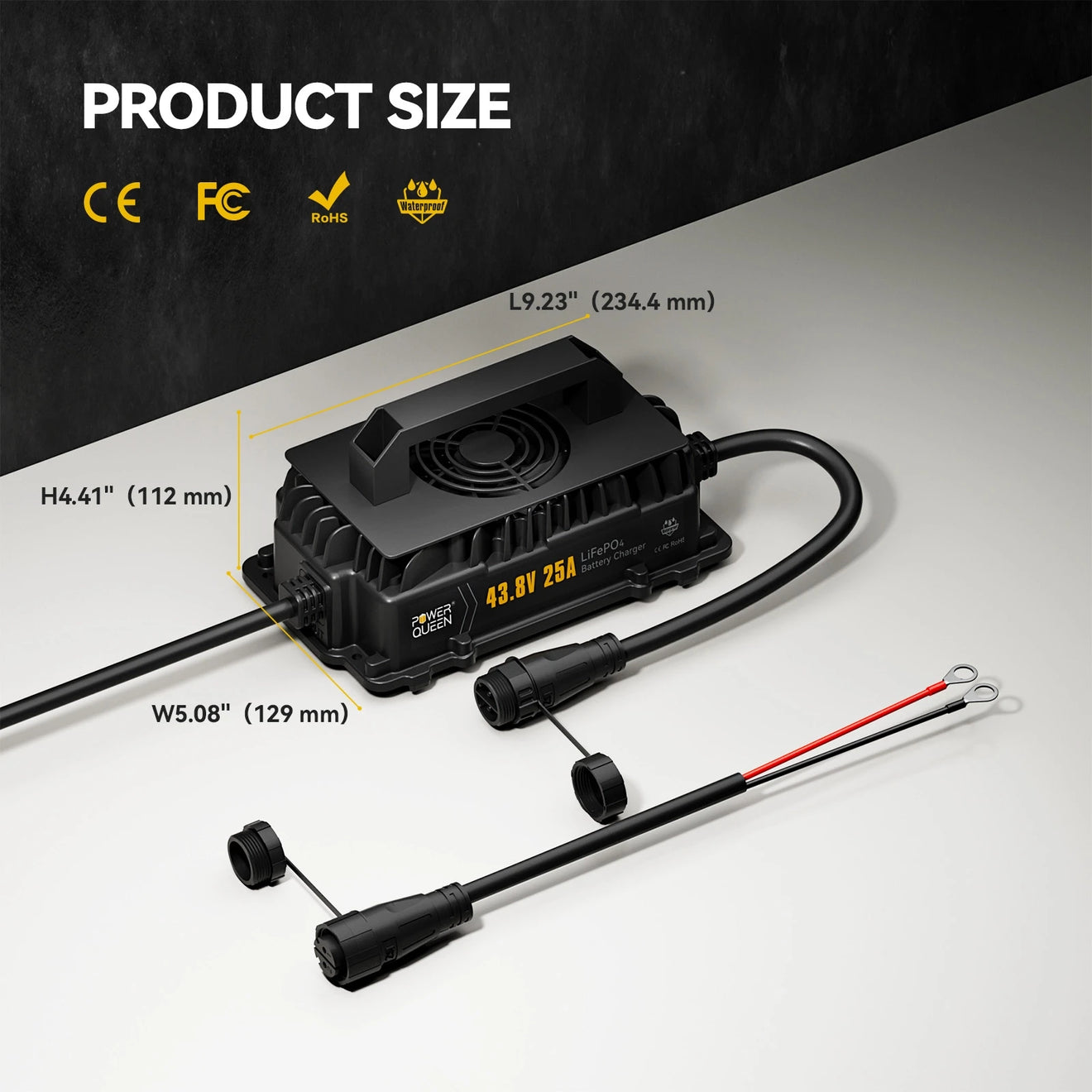 power_queen_36v_25a_Lifepo4_battery_charger_product_size