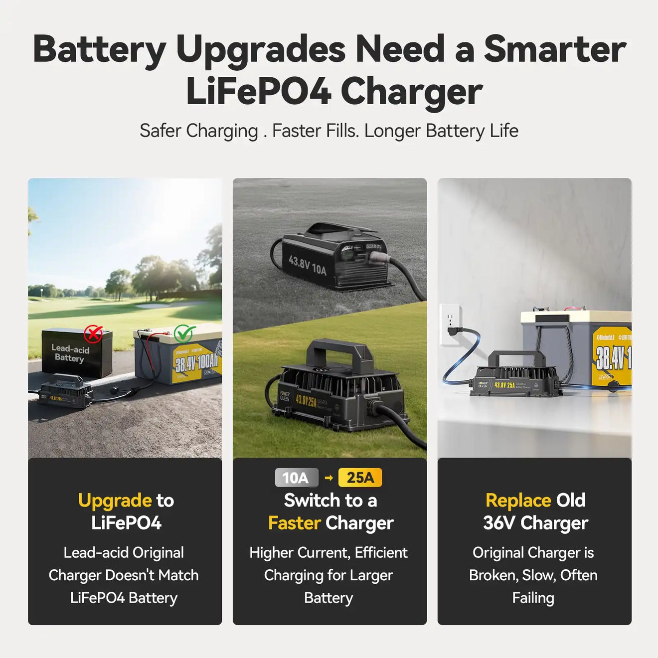 power_queen_36v_25a_Lifepo4_battery_charger_smart_charger_upgrade