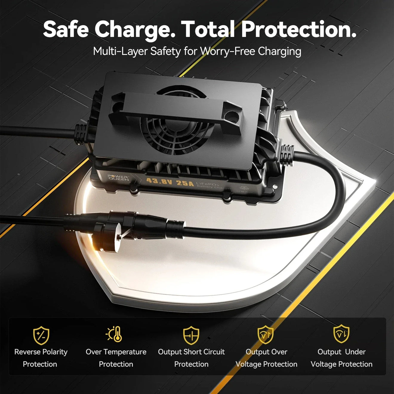 power_queen_36v_25a_Lifepo4_battery_charger_safe_charge