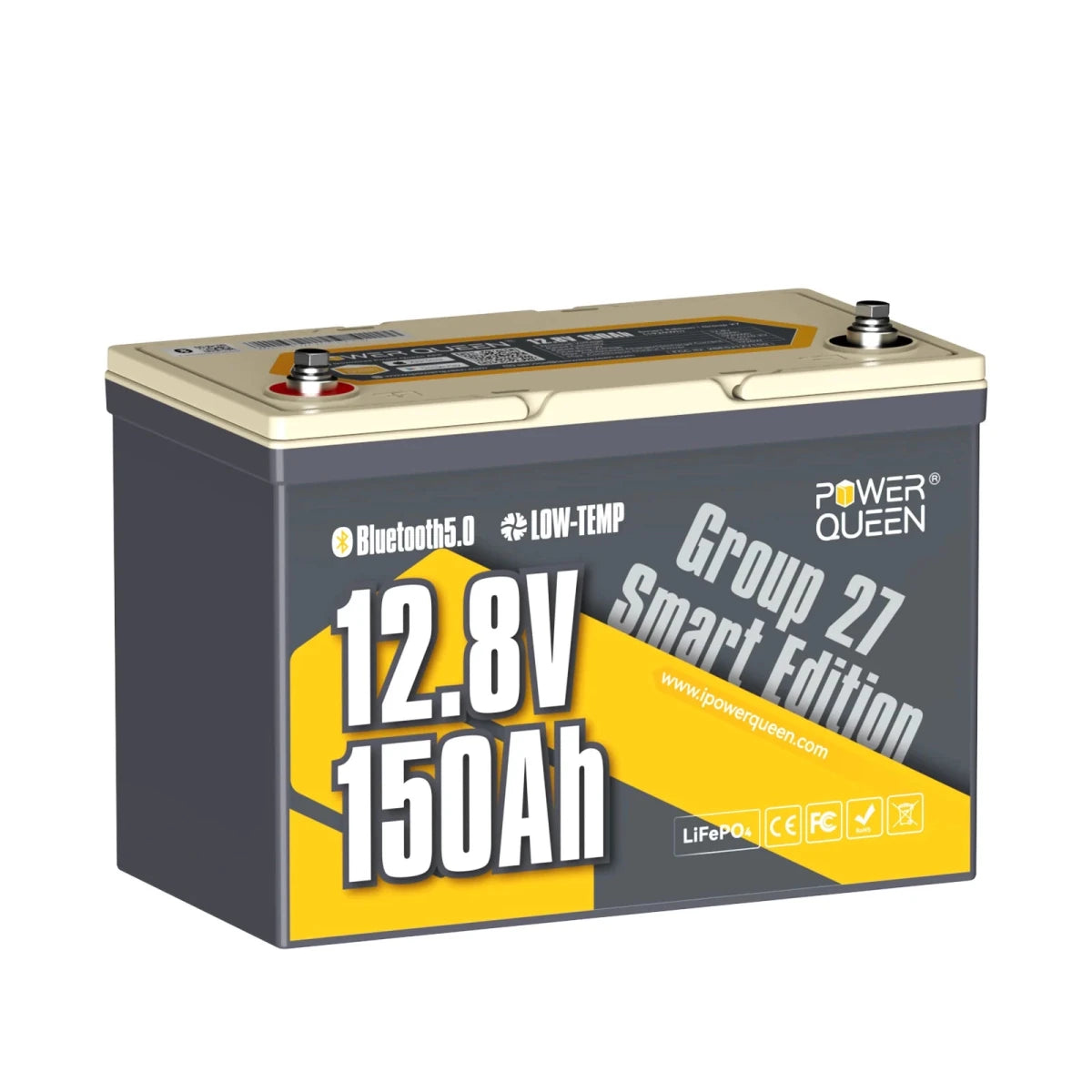 One packs Power Queen 12v 150ah group 27 smart edition deep cycle lithium battery