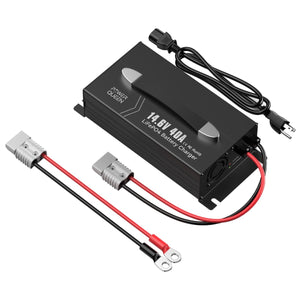 Power Queen 14.6V 40A Lithium Battery Charger for 12V LiFePO4 Battery, Fast and Safe Charging