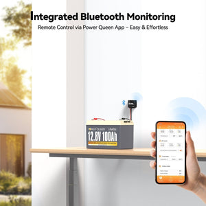Integrated Bluetooth monitoring via Power Queen app for real-time solar system control and performance data tracking
