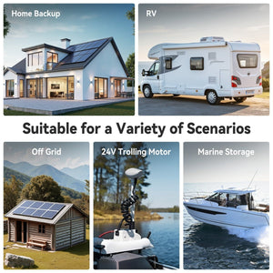 Power Queen 24V 100Ah LiFePO4 battery suitable for home backup, RV, off-grid, marine storage and 24V trolling motor