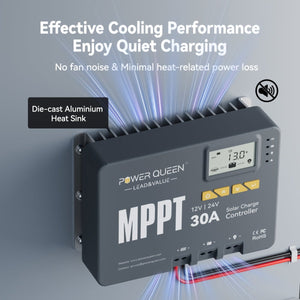 Efficient cooling system of Power Queen MPPT controller with die-cast aluminum heat sink and fanless design