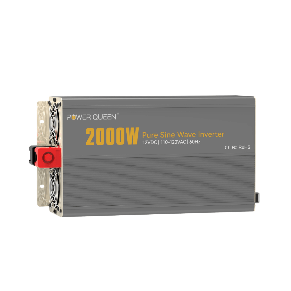 Power Queen 2000W Inverter 12V DC to 110V-120V AC Converter with 2 AC Outlets