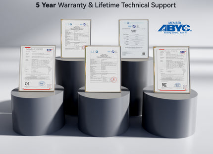 Battery certifications and warranty for Power Queen 12V 200Ah PLUS Low-Temp battery including CE, UL1973, FCC, RoHS