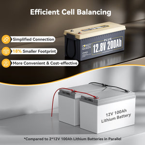 Compact Power Queen 200Ah Plus LiFePO4 battery versus two 100Ah lithium batteries