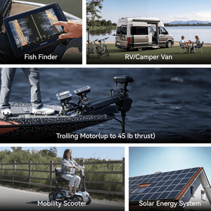 Multi-use Power Queen 12V 50Ah battery for fish finders, RVs, scooters, and solar systems