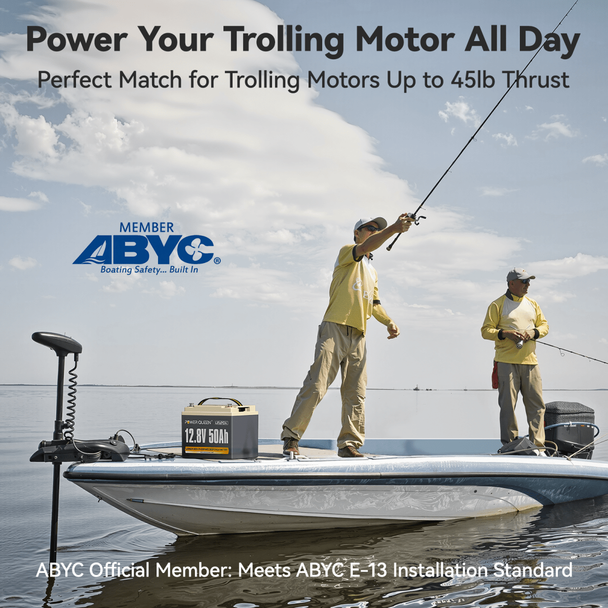 Power Queen 12V 50Ah lithium battery perfect for trolling motors up to 45lb thrust