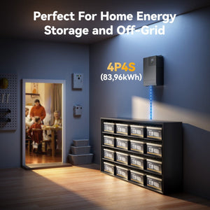 Power Queen 410Ah LiFePO4 battery used in home off-grid energy storage setup
