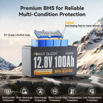 Power Queen 12V 100Ah Self-Heating Deep Cycle Lithium Battery