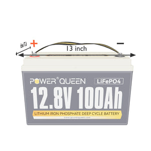 Power Queen 12V 100Ah Deep Cycle Lithium Battery With 12V 20A Charger Kit