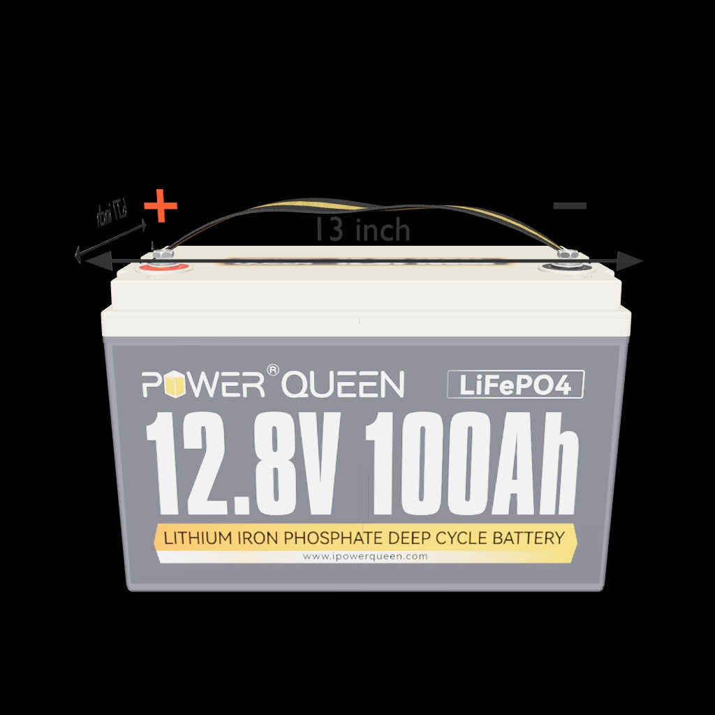 Dimensions of Power Queen Group 31 12V 100Ah LiFePO4 battery with 13 inch length