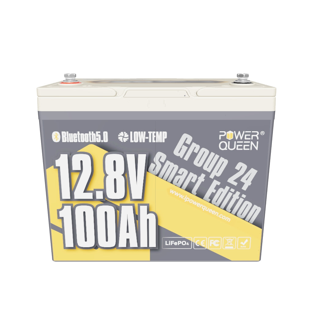 Power Queen 12V 100Ah Group 24 Smart Deep Cycle Lithium Battery