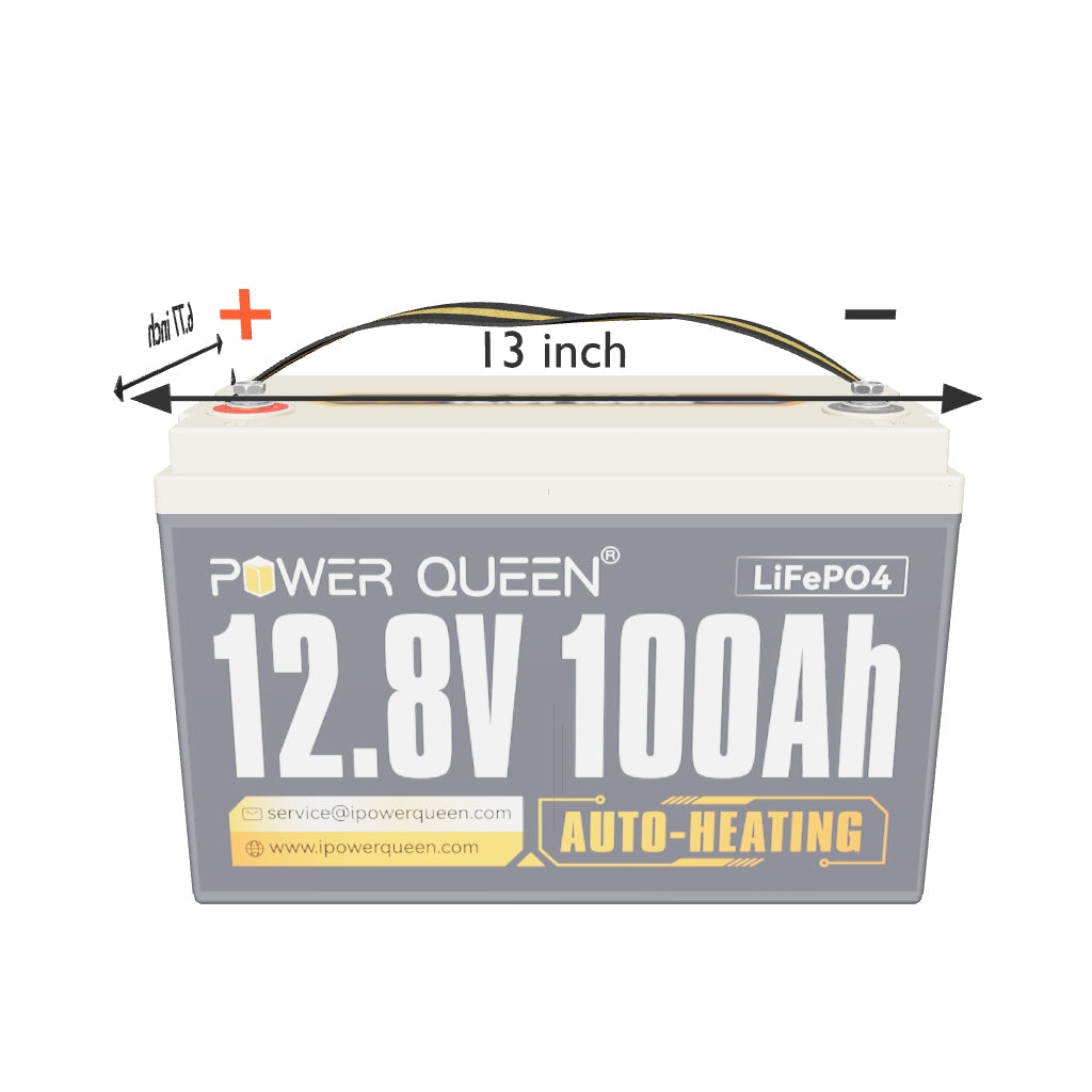 Power Queen 12V 100Ah Self-Heating Deep Cycle Lithium Battery