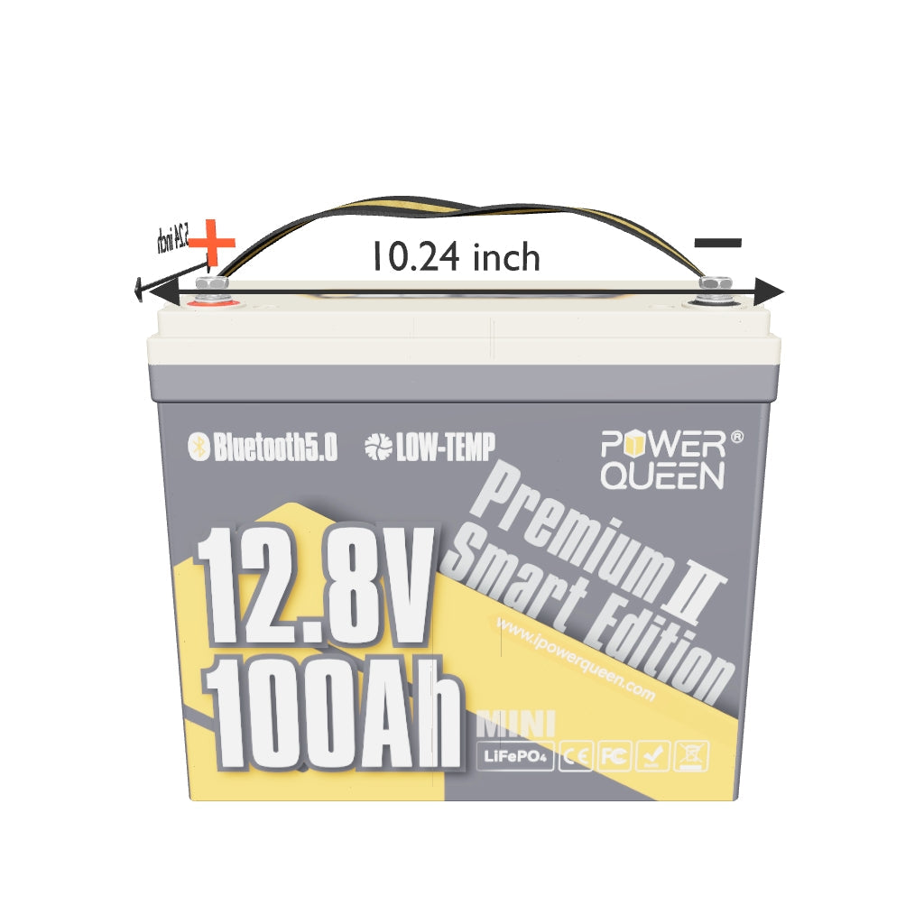 [Like New] Power Queen 12V 100Ah Mini Low-temp Smart Deep Cycle Lithium Battery