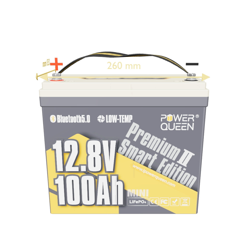 [Like New] Power Queen 12V 100Ah Mini Low-temp Smart Deep Cycle Lithium Battery
