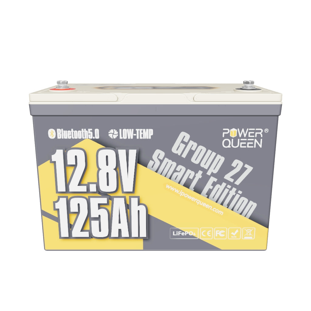 Power Queen 12V 125Ah Group27 Smart Deep Cycle Lithium Battery