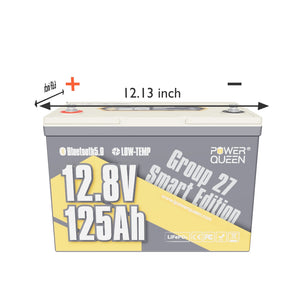 Power Queen 12V 125Ah Group27 Smart Deep Cycle Lithium Battery