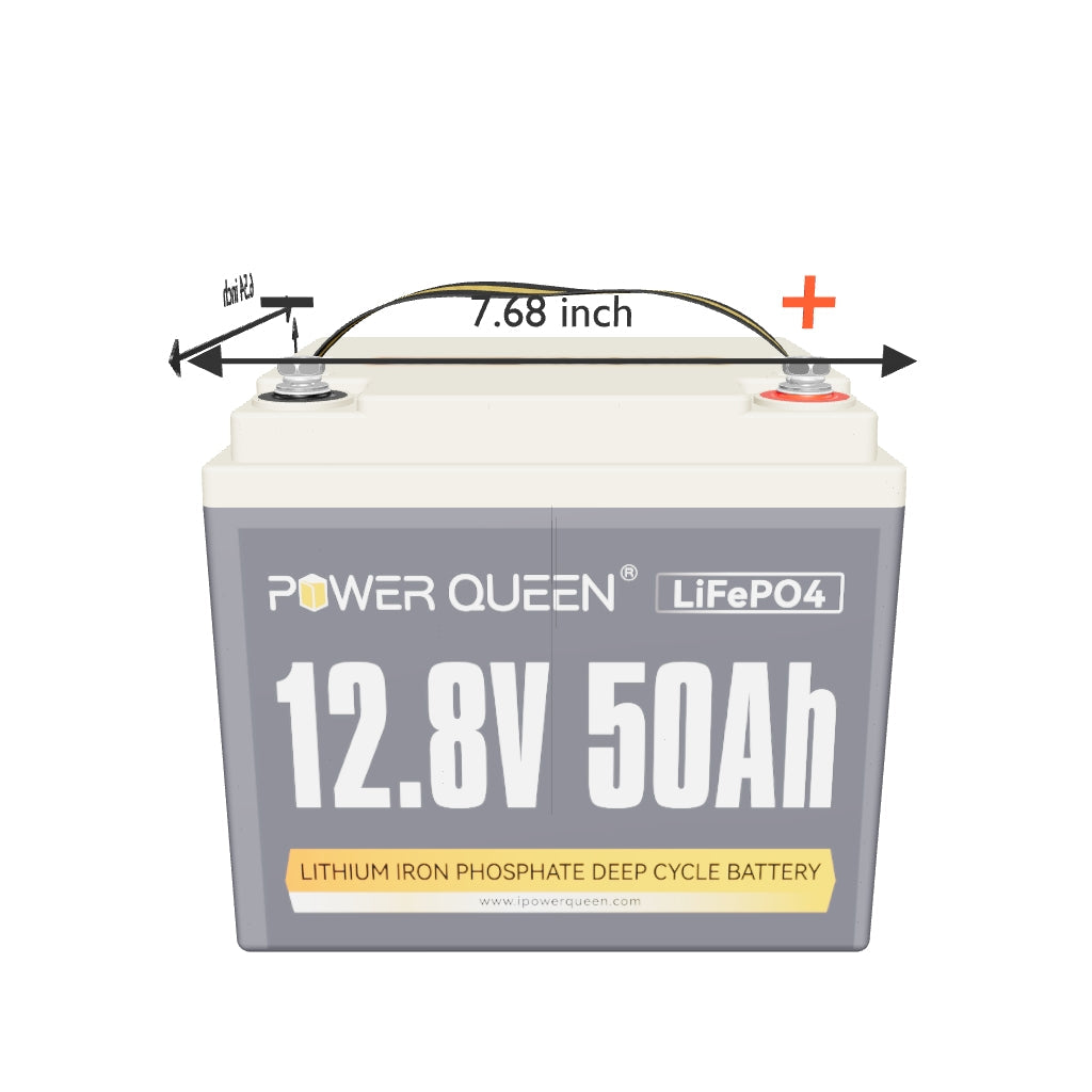 Power Queen 12V 50Ah Deep Cycle Lithium Battery With 12V 10A Charger Kit