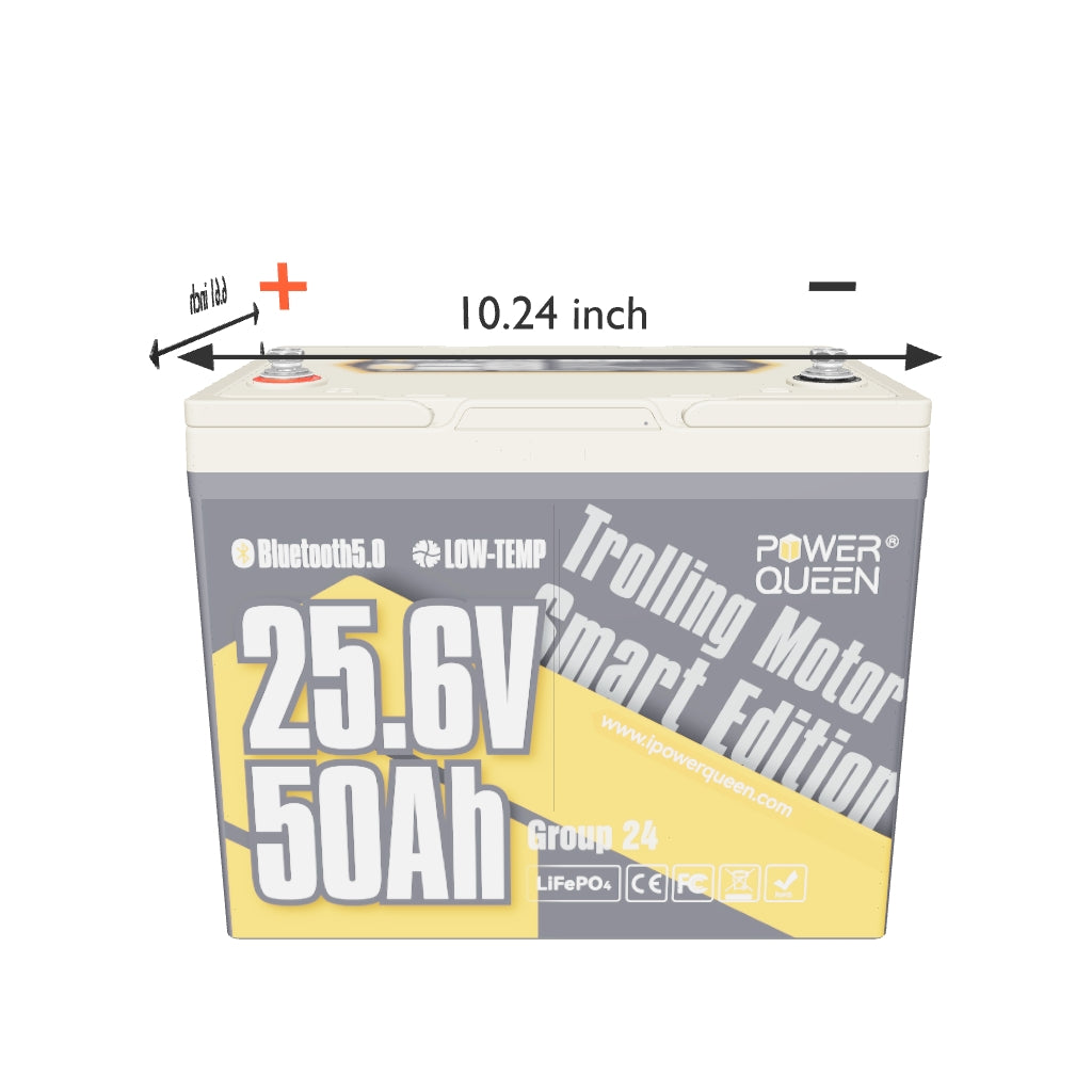 Power Queen 24V 50Ah Smart Deep Cycle Lithium Battery