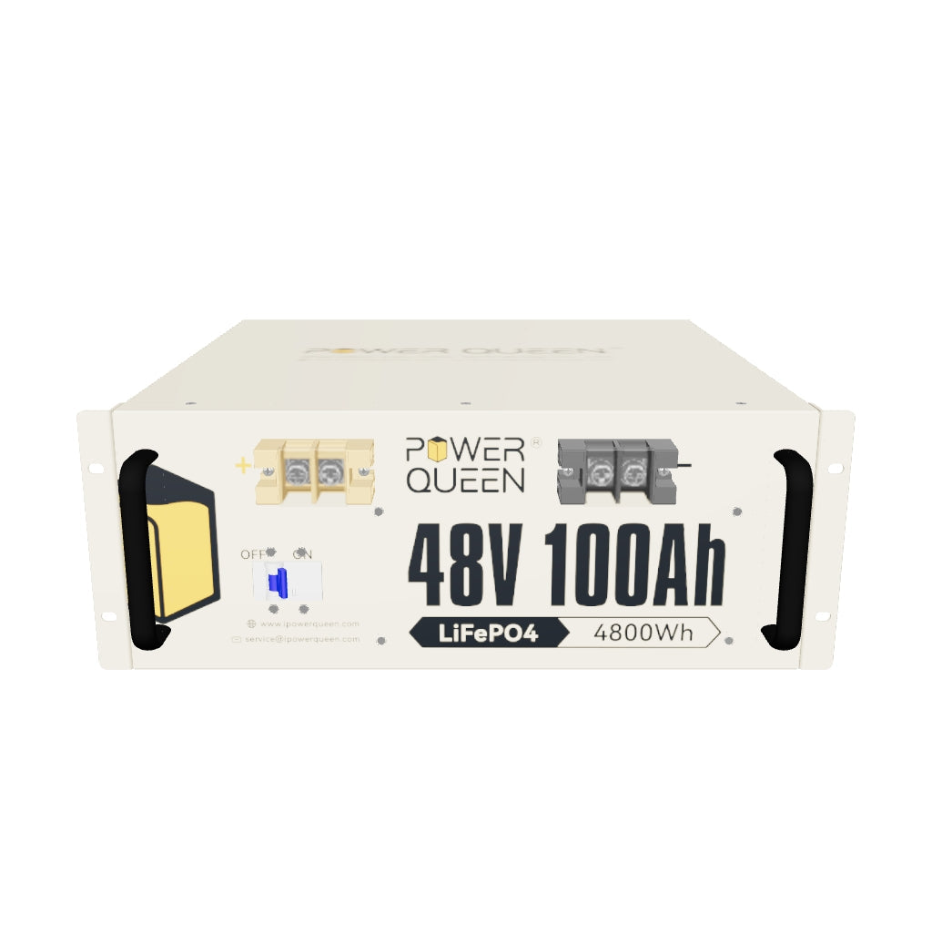 Power Queen 48V 100Ah LiFePO4 Battery, Built-in 100A BMS, Match BCI Group 8D Battery Box