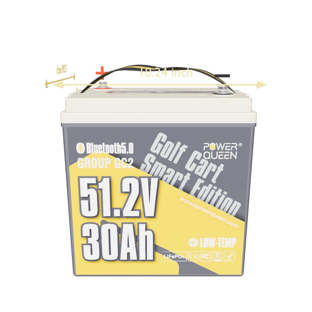 Power Queen 48V (51.2V) 30Ah GC2 Golf Cart Smart Lithium Battery