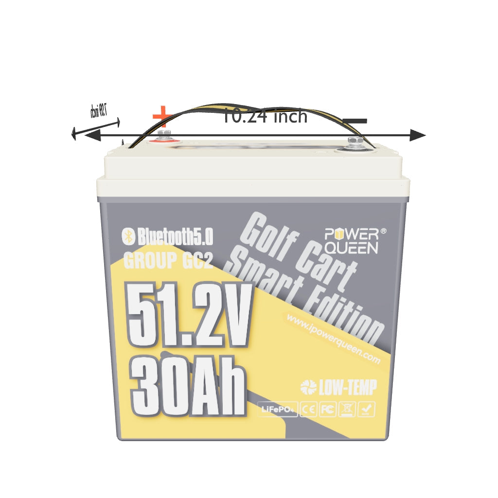 Power Queen 48V (51.2V) 30Ah GC2 Golf Cart Smart Lithium Battery
