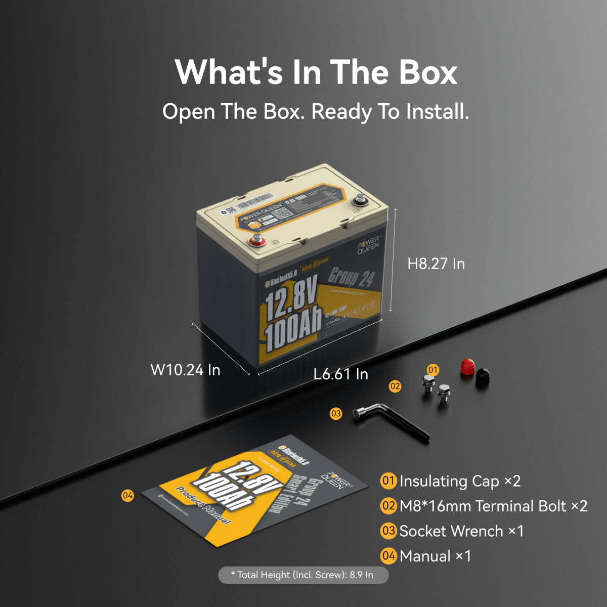 12V 100Ah Dual-Mode Self Heating Group24 LiFePO4 Battery
