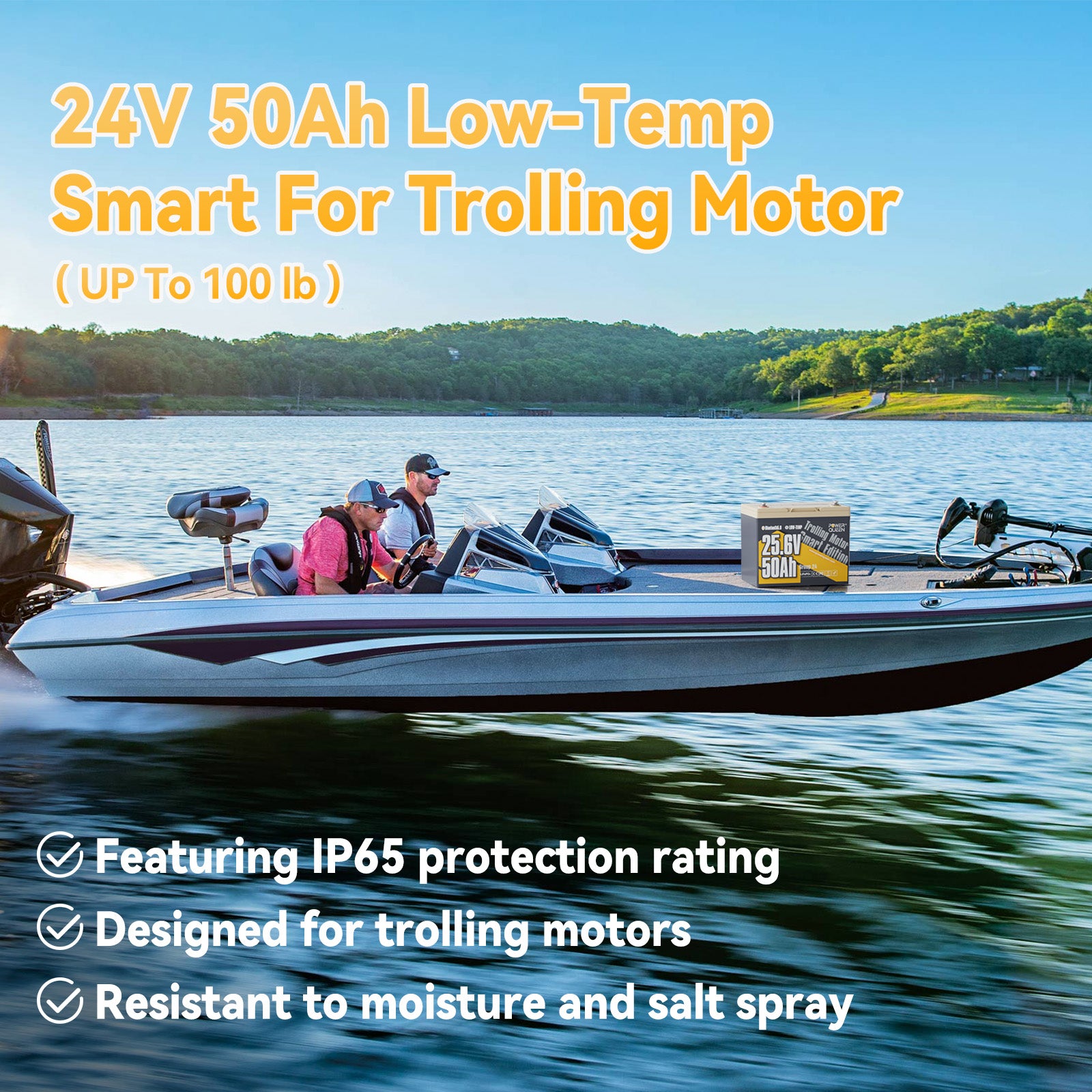 the size and weight of Power Queen 24V 50Ah Smart Deep Cycle Lithium Battery