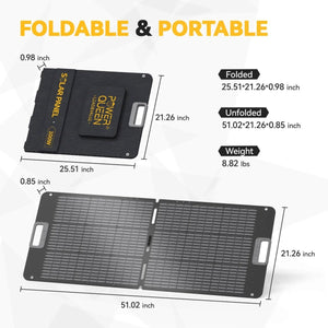Power Queen 100W Portable Solar Panel for P300 Portable Power Station Power Queen