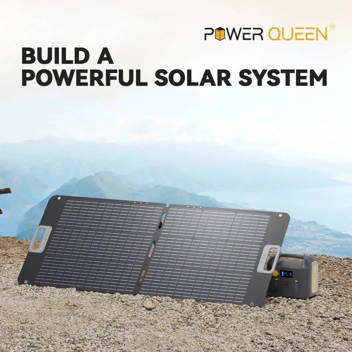 Power Queen 100W Portable Solar Panel for P300 Portable Power Station Power Queen