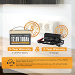 Power Queen 12.8V 100Ah LiFePO4 Battery + 14.6V 10A Charger Power Queen