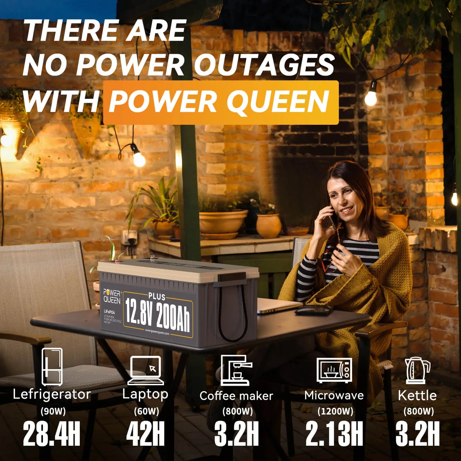 Power Queen 12.8V 200Ah Plus LiFePO4 Battery + 14.6V 20A Charger Power Queen