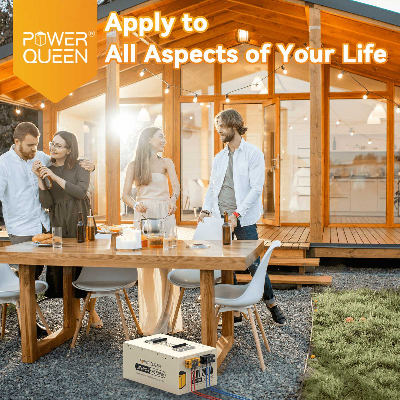 Power Queen 12.8V 240Ah LiFePO4 Battery, Built-in 150A BMS Power Queen