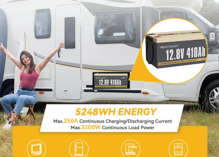 Power Queen 12V 410Ah Deep Cycle Lithium Battery with high energy