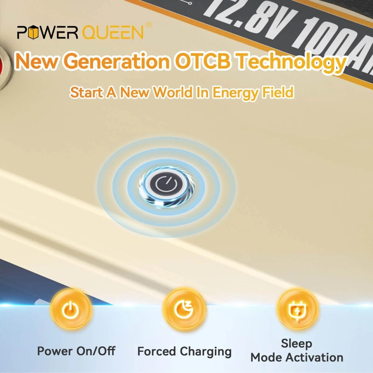 Power Queen 12V 100Ah OTCB Smart LiFePO4 Battery, Built-in 100A Smart BMS Power Queen